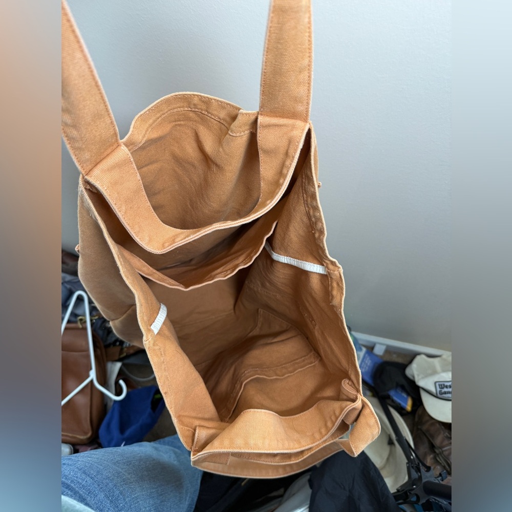 Baggu Duck Bag Giant Pocket Tote Washed Adobe Shopper Canvas Carryall Book Bag - Picture 7 of 9